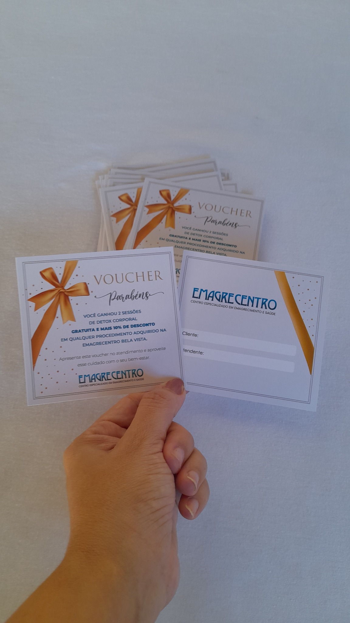 Voucher personalizado produzido pela Gráfica Intro Maker